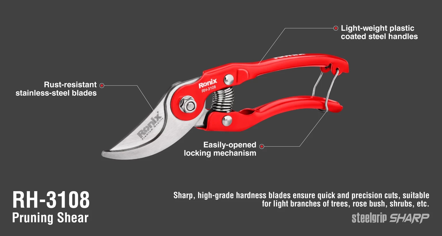 قیچی باغبانی sharp رونیکس مدل RH-3108