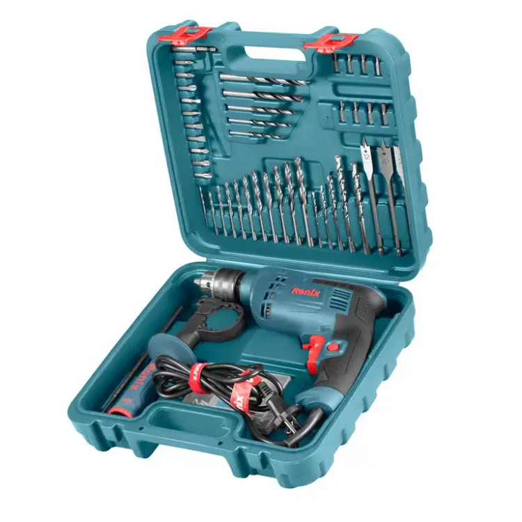 کیت دریل چکشی برقی 750 وات 52 پارچه RS-0006 رونیکس همراه با گارانتی 12 ماهه شرکت رونیکس
