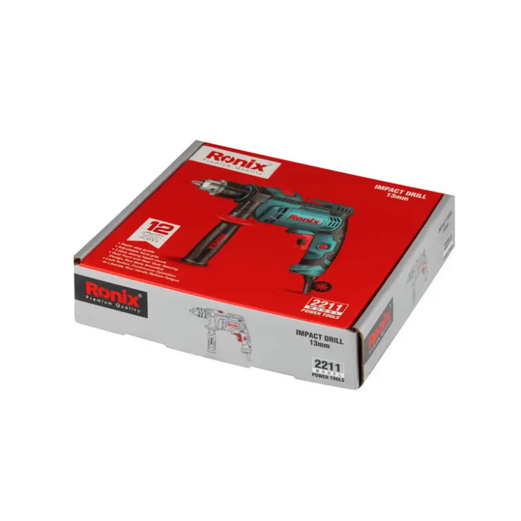 دریل برقی چکشی 13 میلیمتری آچاری 600 وات رونیکس مدل 2211 همراه با گارانتی 12 ماهه شرکت رونیکس