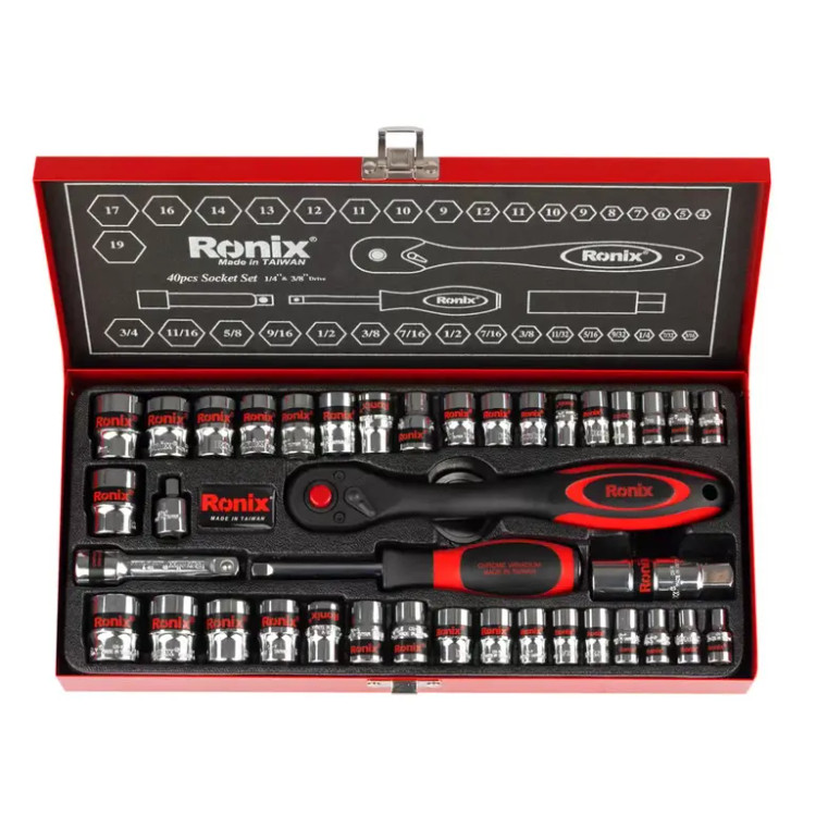 مجموعه بکس 40 عددی 3/8 اینچ دسته TPR رونیکس ساخت تایوان مدل RH-2640