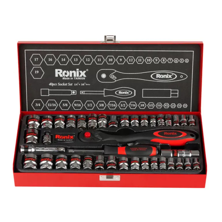 مجموعه بکس 40 عددی 3/8 اینچ دسته TPR رونیکس ساخت تایوان مدل RH-2640