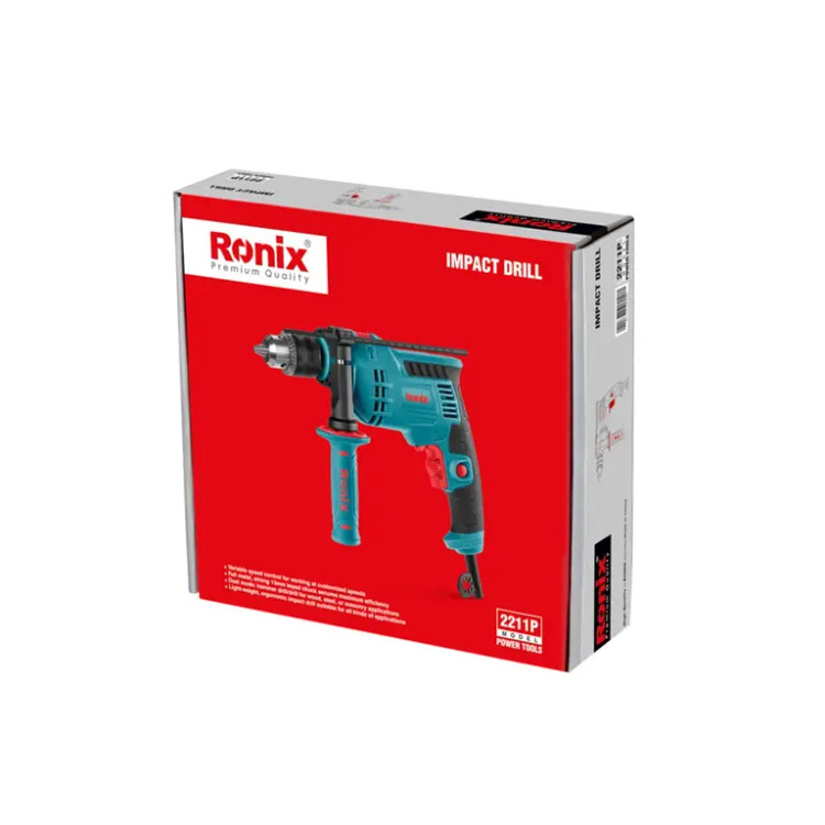 دریل چکشی 13 میلیمتر-600 وات-2700 دور بر دقیقه-آچاری رونیکس مدل 2211P همراه با گارانتی 12 ماهه شرکت رونیکس