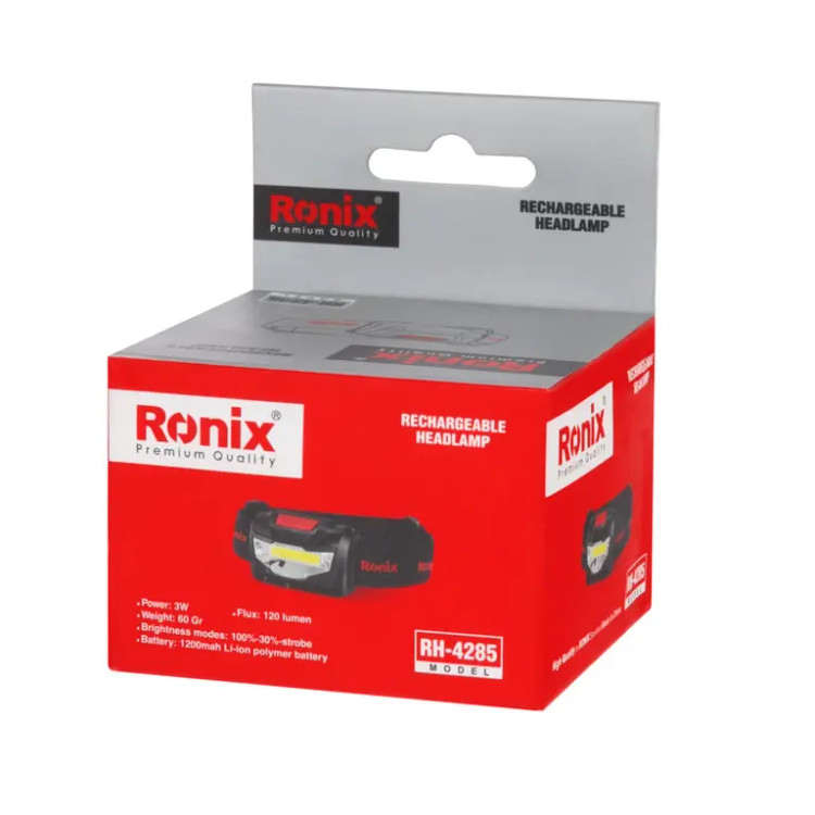 چراغ پیشانی قابل شارژ 120 لومن 3 وات رونیکس مدل RH-4285