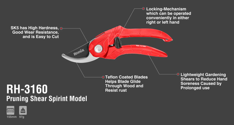 قیچی باغبانی مدل SPIRINT رونیکس مدل RH-3160