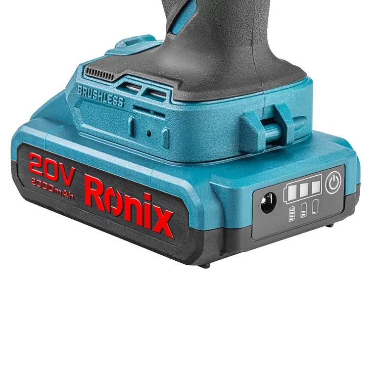کیت دریل شارژی 20 ولت موتور براشلس صنعتی 2 آمپر ساعت رونیکس مدل RH-8905K همراه با گارانتی 12 ماهه شرکت رونیکس