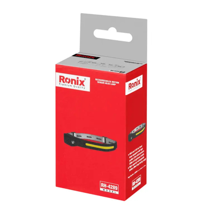 چراغ پیشانی دو کاره 350 لومن شارژی با حسگر حرکتی رونیکس مدل RH-4289